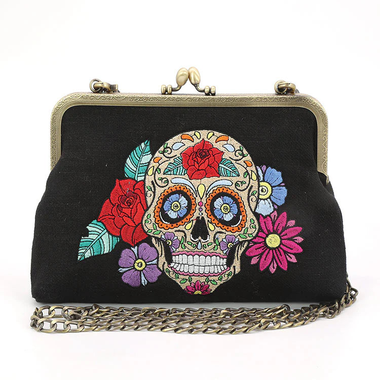 Sugar Skull Kiss Lock Bag