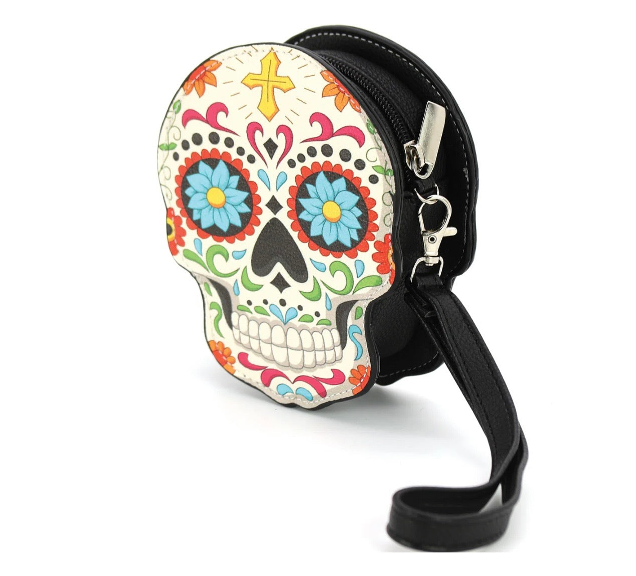 Sugar Skull Wristlet In Vinyl