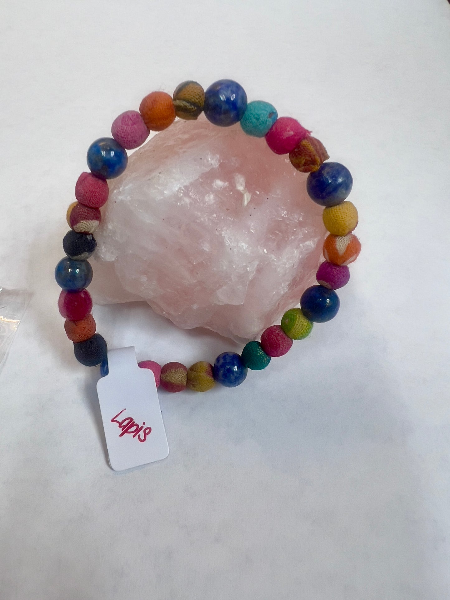 Fabric and Gemstone Bracelets 8MM