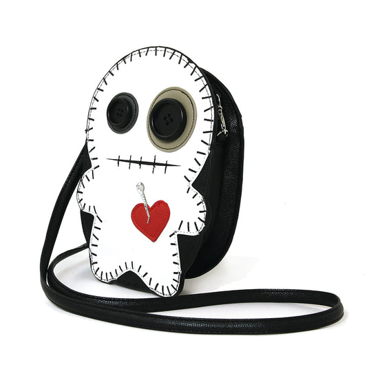 Stitched Voodoo Doll Shoulder Crossbody Bag In Vinyl Material
