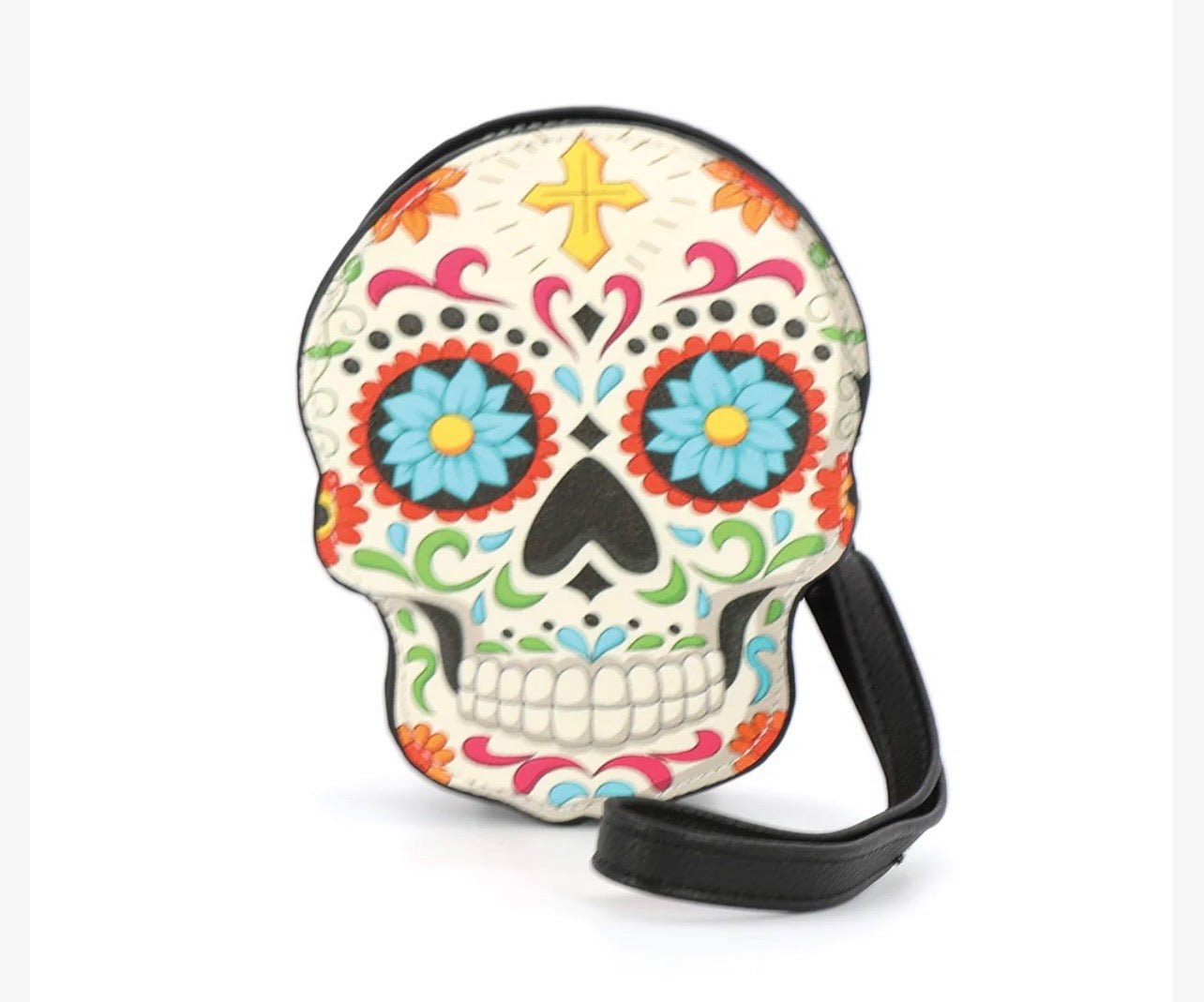 Sugar Skull Wristlet In Vinyl